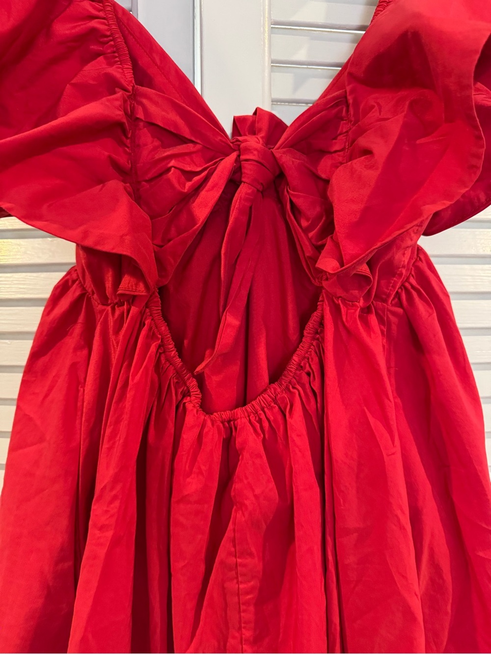 Red Ruffle-Sleeve Mini Dress - Picture 8 of 12